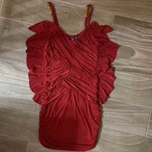 KOUTURE By Kimora Mini Cocktail Evening Dress Red Sleeveless Size Medium